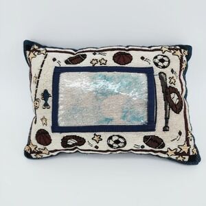 Vintage Sport Tapestry 6x4 Picture Frame Pillow Retro Woven Plush 90s Decor 11x8